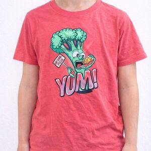Cat & Jack Coral Tee with Fun Broccoli Graphic